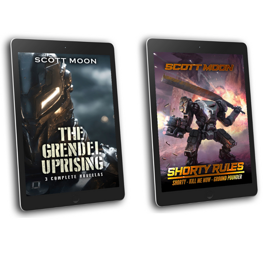 The Grendel Uprising ebook cover and the Shorty Rules ebook cover - viking science fiction and mech warrior science fiction
